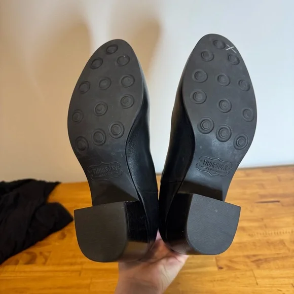 Thursday Boot Co Duchess Black Leather Pull On Heeled Chelsea Boots Size 10 - Picture 6 of 7